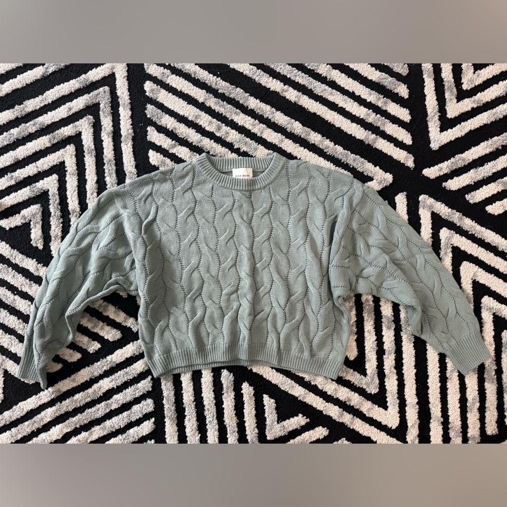Pink Rose Women's Sweater in Sage Green